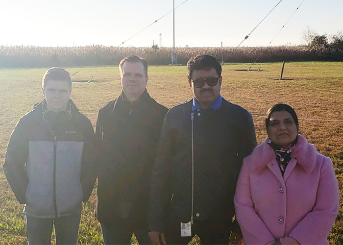Trent M, Selva J and Prathiba R at OA-7 launch pad