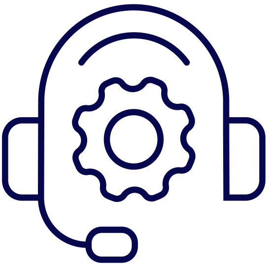 Icon: headphones with microphone and gear