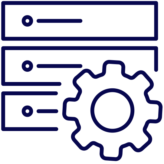 Icon: server stack with gear