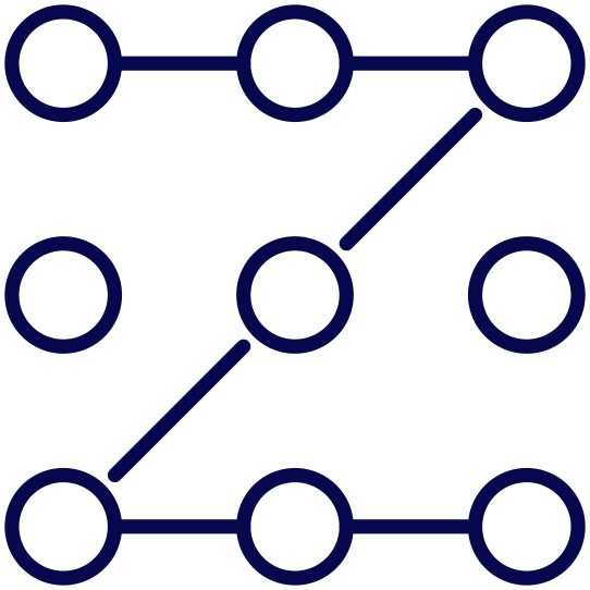 icon: grid of 9 dots with a line connecting across top, diagonal right to left down middle, and across bottom to form a Z