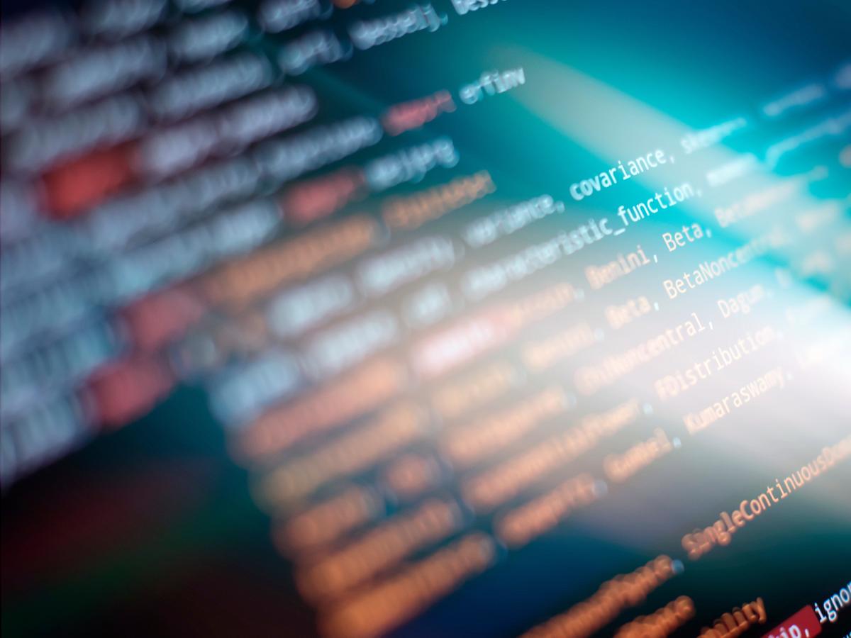 Close-up of lines of program code on a computer screen